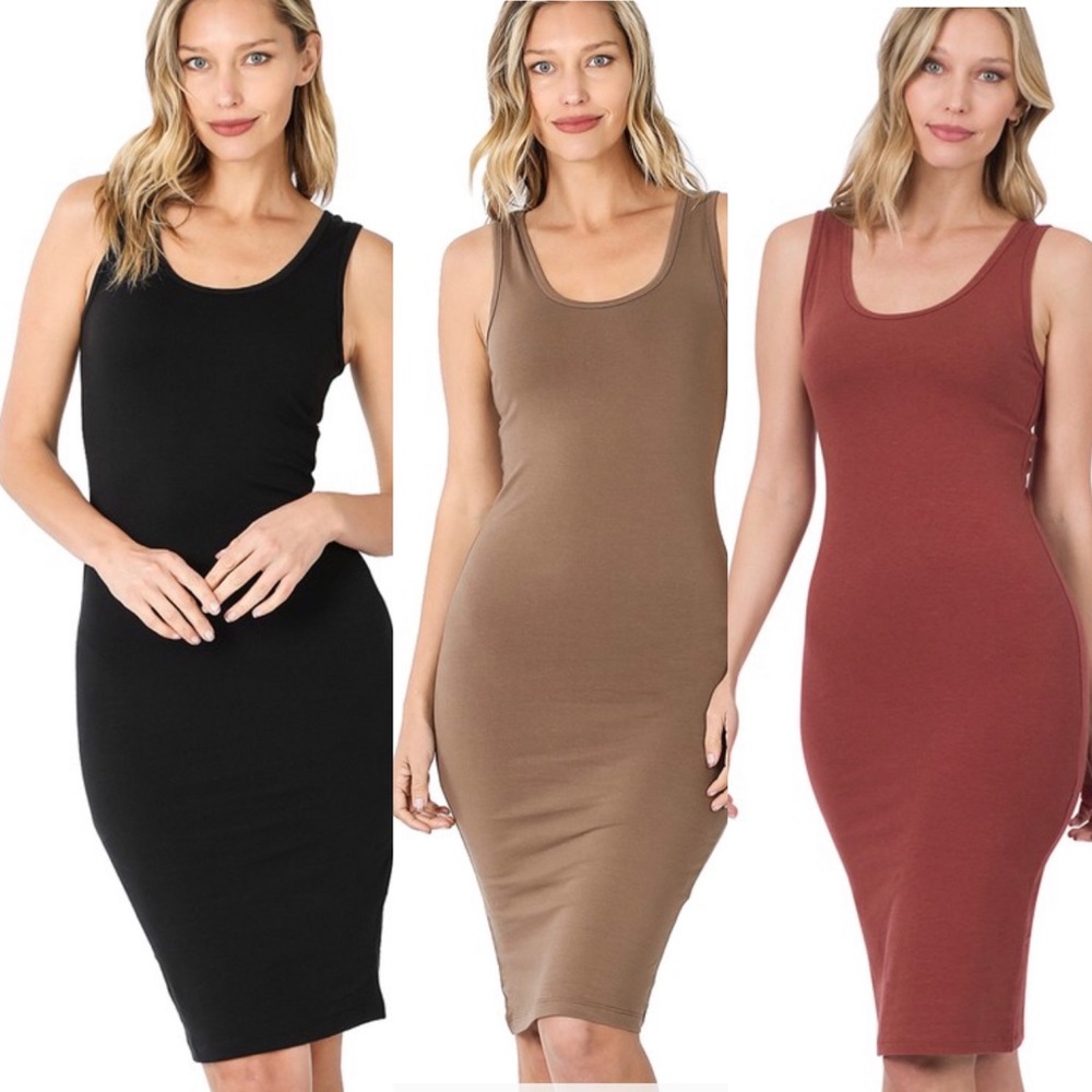 PREMIUM COTTON SLEEVELESS MIDI DRESS